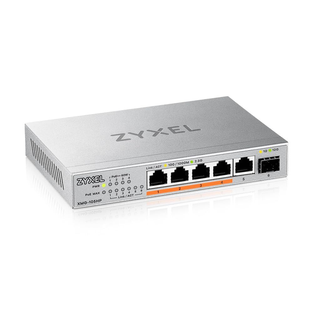 Zyxel XMG-105 5-Port 2.5G Ethernet + 1x 10G SFP+ Unmanaged Switch