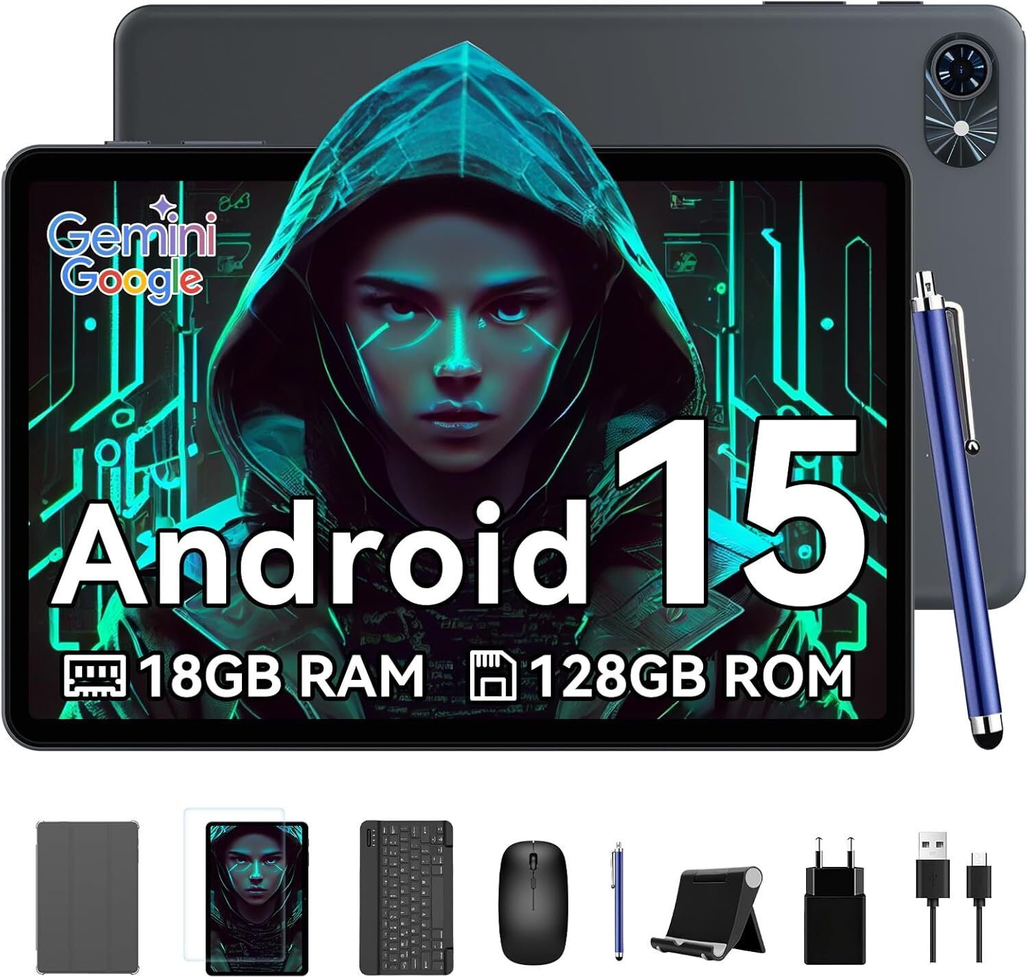 Tableta Blackview TABWEE T80 10.5'' 4G, Pantalla 1080P de 10.5'', 18GB de RAM, 128GB de ROM, Batería de 6000 mAh, Android 15