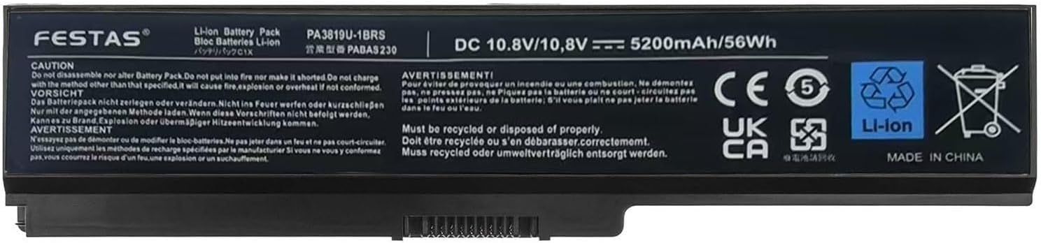 AOAL 5200mAh Battery for Toshiba Satellite L650/L750/C650 Series, Compatible with PA3817U-1BRS