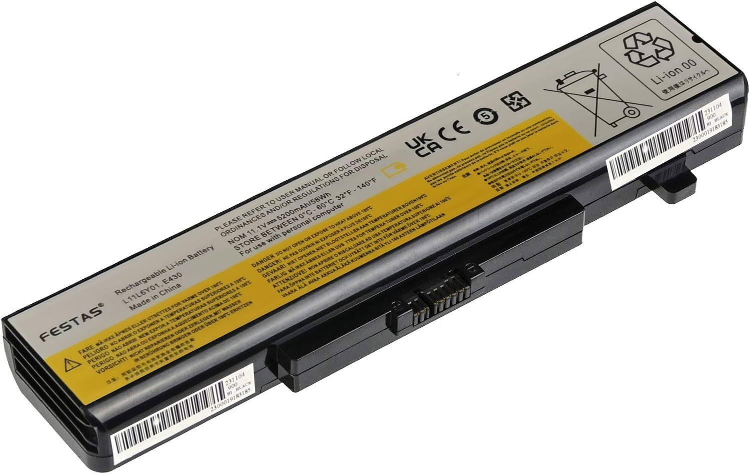 AOAL 11.1V 5200mAh Battery for Lenovo B580, B590, E430, E530, E531, E535, B480, B485, B490, B495, M490, M495, N580, P580, P585, V480, V580 Laptops