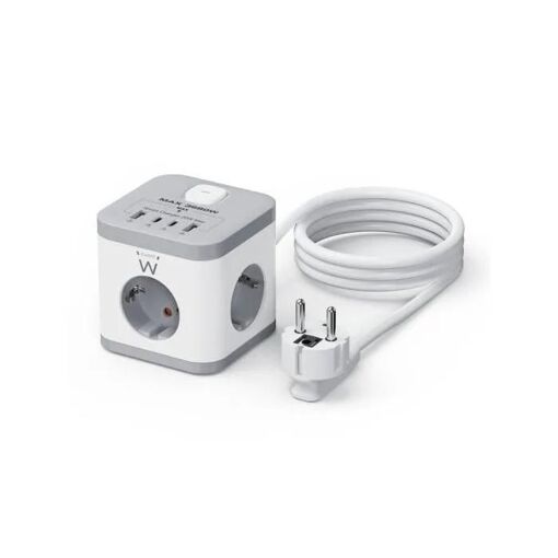 Ewent EW3863 Power Strip 3x Shucko 16A + 2x USB-A + 2x USB-C 5V/3A PD/QC 3.0 White