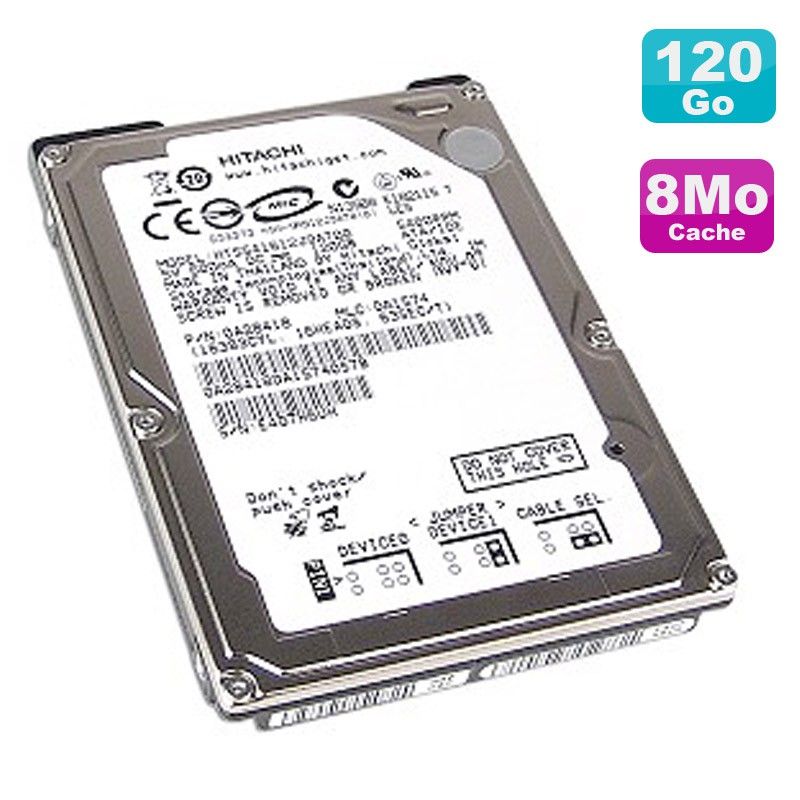Disco duro interno de Hitachi de 2.5 pulgadas - 120 GB, 5400 RPM, 8 MB de caché (HTS541612J9AT00)