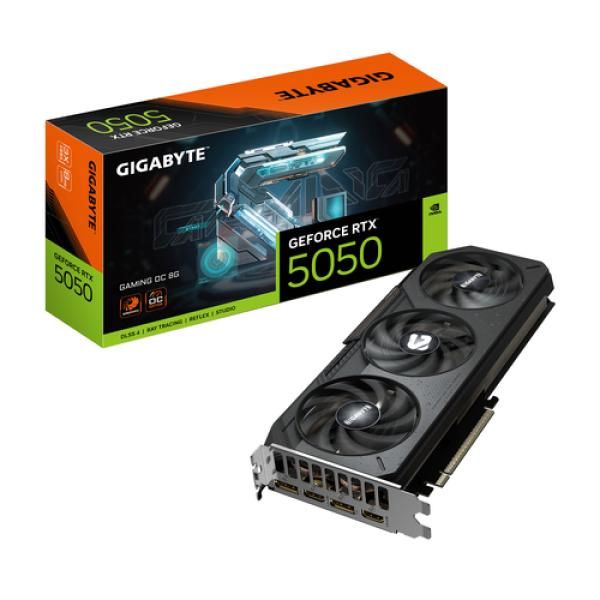 Gigabyte GeForce RTX 5050 Gaming OC 8G - 8GB GDDR6, 128-bit, PCI-E 5.0, 2632MHz Core Clock, 2x DP, 2x HDMI, NVIDIA DLSS 4