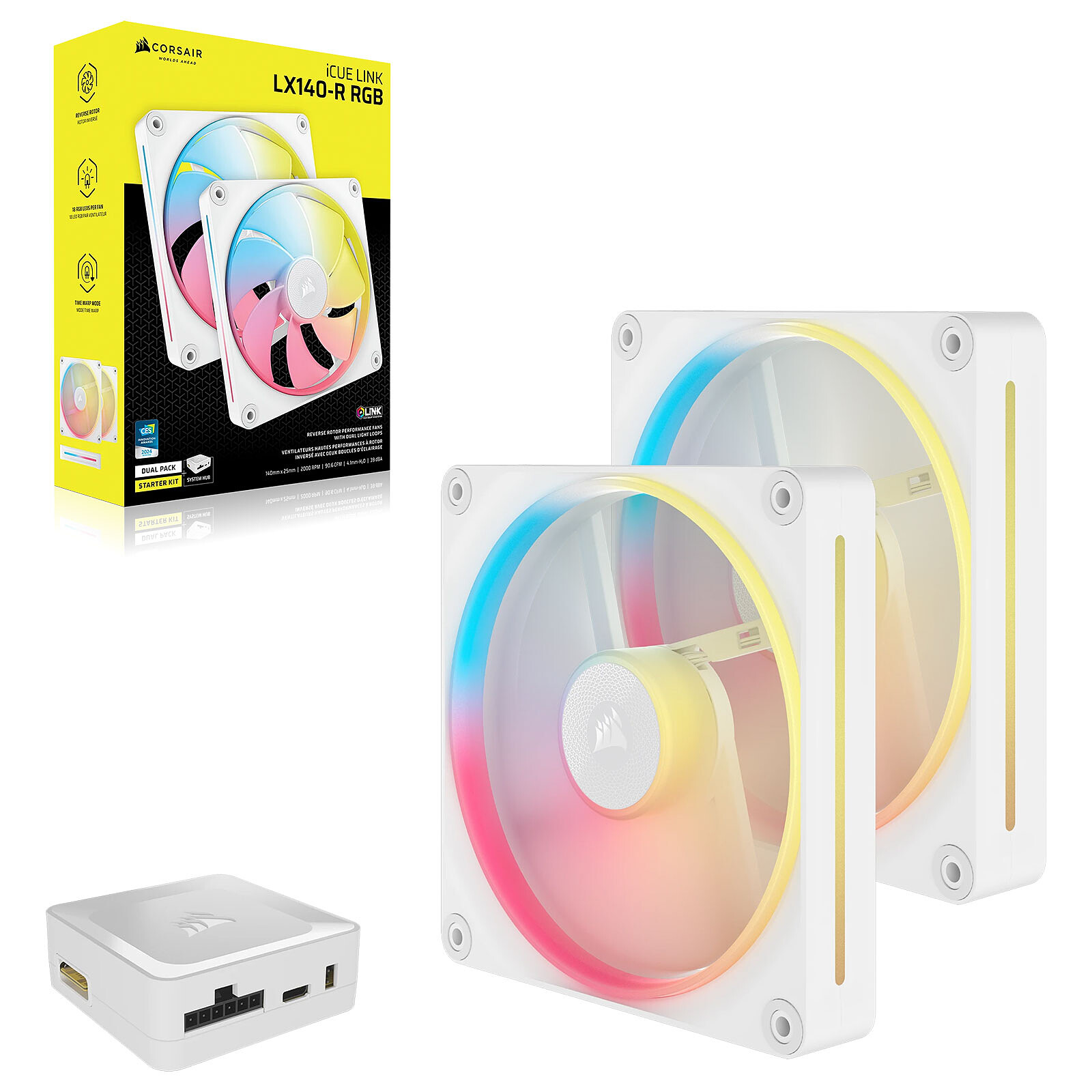 Corsair iCUE LINK LX140-R RGB Dual Pack (White)