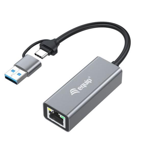 Adaptador de red Ethernet Gigabit USB-C a 2,5 (USB-C+A) - Equip