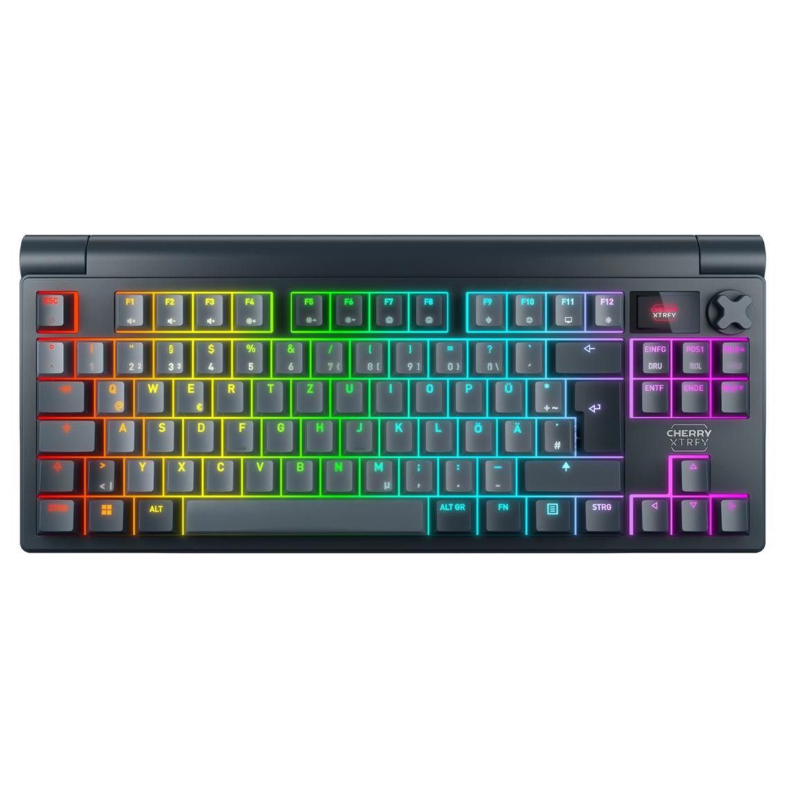 Cherry XTRFY Wireless Keyboard - 80% TKL - Backlit - Bluetooth 5.2/2.4GHz - USB - AZERTY French - Cherry MX2A Switch - Grey