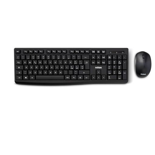 Kit de teclado y ratón Nilox Tech - Negro, diseño italiano, sensor óptico