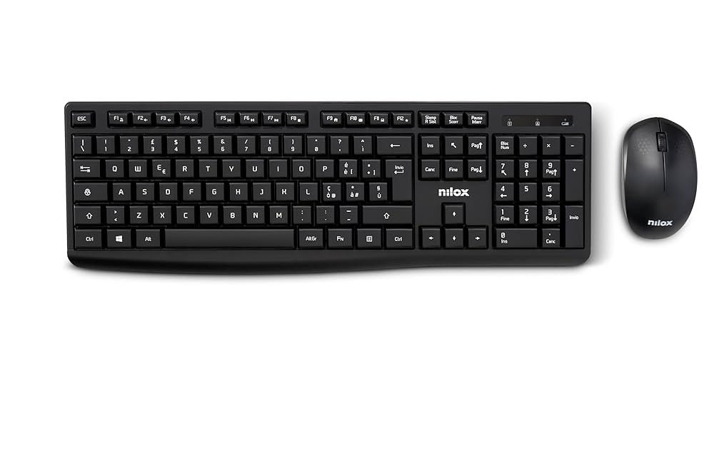 Kit de teclado y ratón Nilox Tech - Negro, diseño italiano, sensor óptico